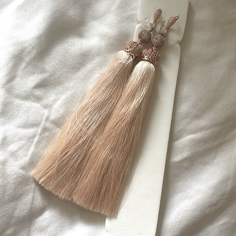Soft Pink Tassel Earrings